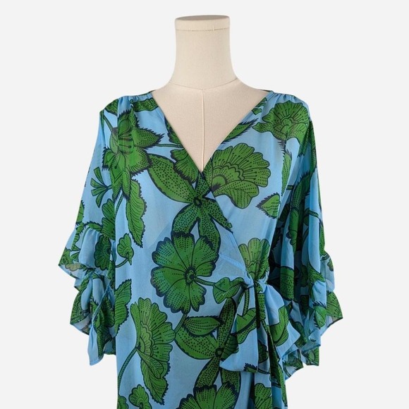 Cabi 5815 Derby Dress Green Floral Wrap Dress - Size XS - Picture 6 of 9